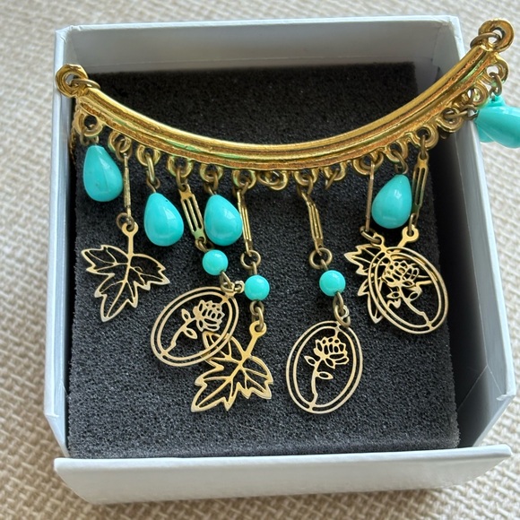 Antique and vintage two Gold and Turquoise Necklace - Picture 5 of 7